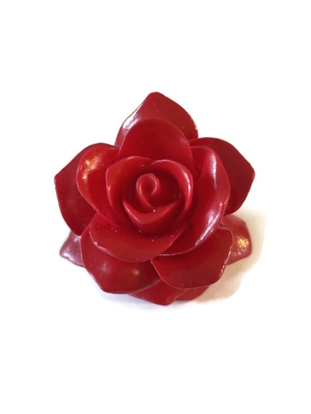 As Low As $2 Smallest Red Coraline Resin Tea Rose Beads 26mm x 12mm (2)